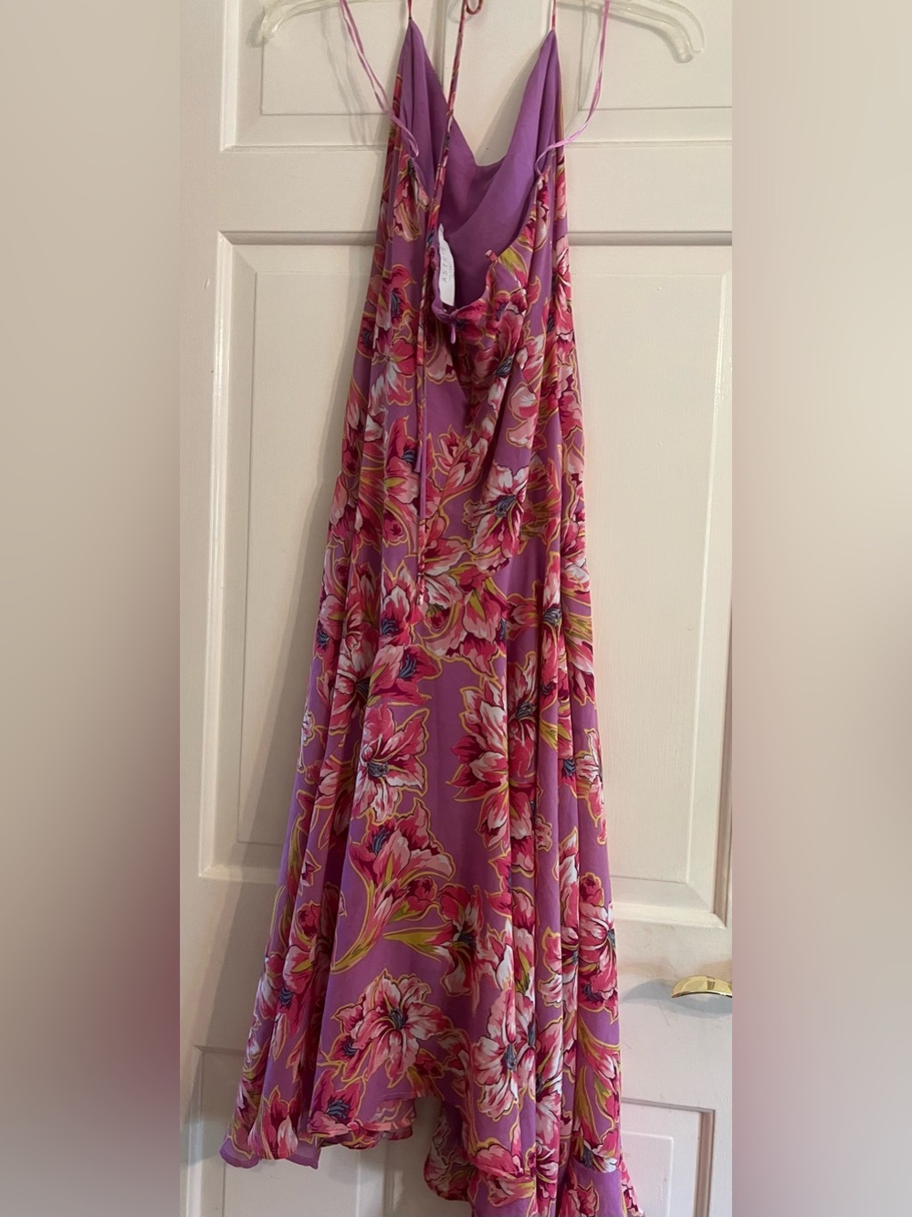 Astr Floral Pink Slip long Midi Dress asymmetrical High Low Hem feminine wedding - Picture 9 of 10